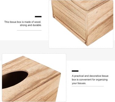 Cabilock 1 Piece Tissue Box Facial Tissue Box Wooden Cosmetic Tissue Box Paper Towel Box Tissue Box Dispenser for Office Kitchen Living Room Bedroom Desk