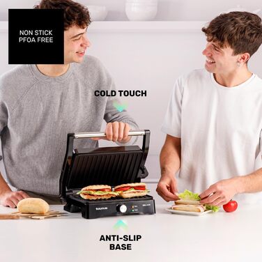 Taurus Electric Contact Grill GR1500X | 1500W | Non-Stick Plates | Adjustable Thermostat | Square Grill Plates