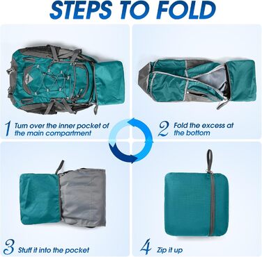 IGOLUMON Hiking Backpack for Men and Women, 40L Waterproof Backpack, Lightweight Foldable Travel Backpack, Trekking Backpack with Reflective Strips for Cycling, Climbing, Mountaineering and Travel Sports (Green)