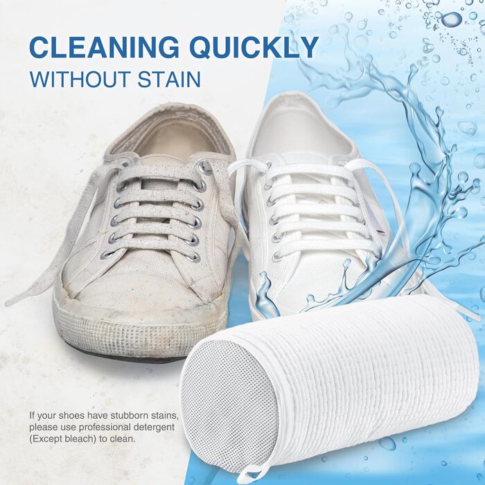 Teletrogy 2Pcs Shoe Laundry Bags, Shoe Washing Bag for Washing Machine with Adjustable Shoe Holder, Laundry Bag Shoes with Hidden Zipper, Reusable Laundry Net for Sneakers, White