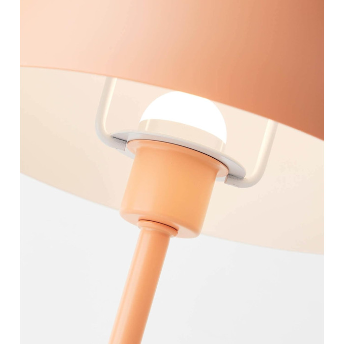 Mokebo® LED настільна лампа бездротова, акумуляторна, з регулюванням яскравості та USB-C, 'The Lighthouse', вінтажна лампа-горщик, грибний світильник, настільна лампа Taupe з металу з акумулятором, тепле біле світло (персикове)