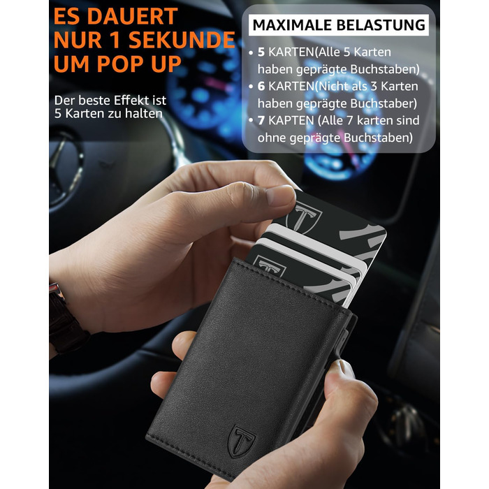 Чоловічий гаманець - тонкий з магнітною застібкою, відділенням для монет, захистом RFID, віконцем для ID, шкіряний, чорний (Tee-5)