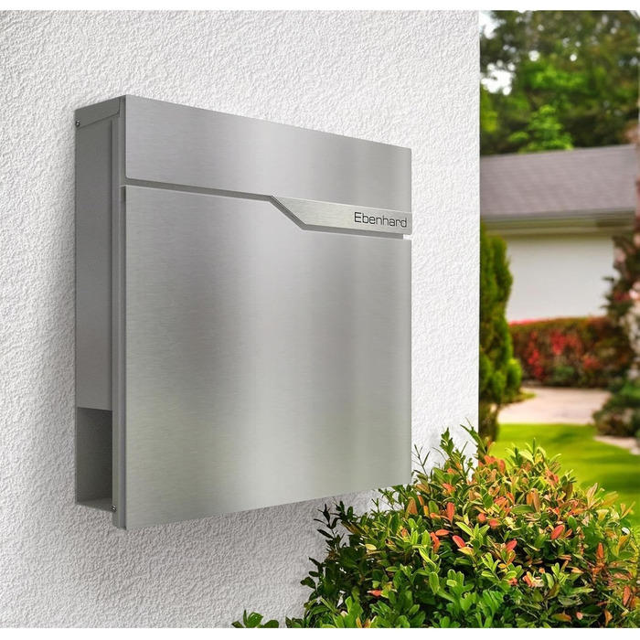 Поштова скринька Metzler® антрацит з газетницею та іменним шильдиком RAL 7016, вулична, з нержавіючої сталі, стійка до корозії та погодних умов, 37x37x10.5 см