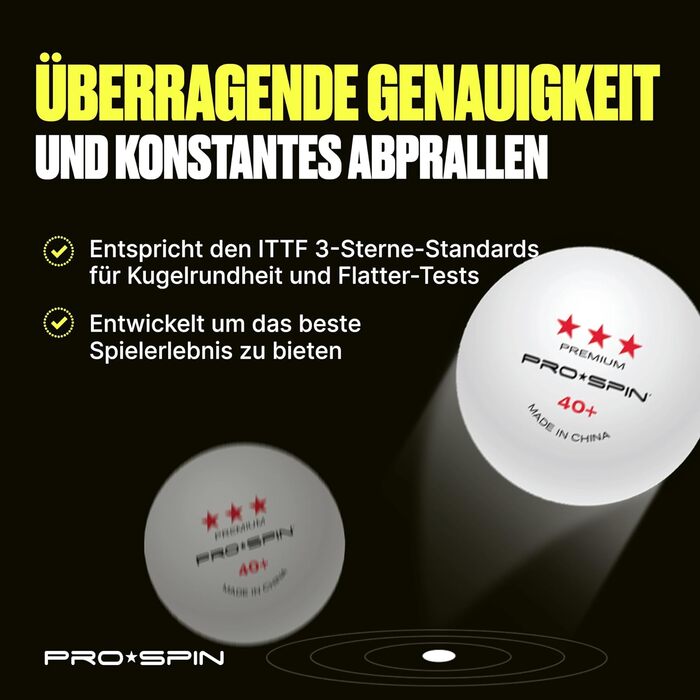 PRO SPIN Table Tennis Balls - 3 Star 40+ | High-Quality ABS Training Balls | Durable for Indoor/Outdoor Play, Competition & Elite Series (10-Pack)