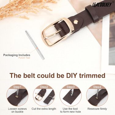 Жіночі шкіряні ремені LeaCoolKey, 2 шт. з пряжкою золотого кольору для джинсів та штанів, розміри XXL (117-127 см) та M (87-97 см)