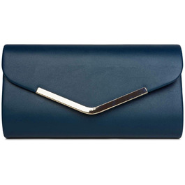 Клатч жіночий styleBREAKER темно-синій, вечірня сумочка-конверт з металевою оздобою та знімним ланцюжком 26x5.5x14.5 см