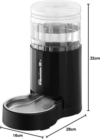 Автоматичний поїльник для води для тварин 4L з нержавіючою чашею, бездротовий, з прозорим вікном, чорний
