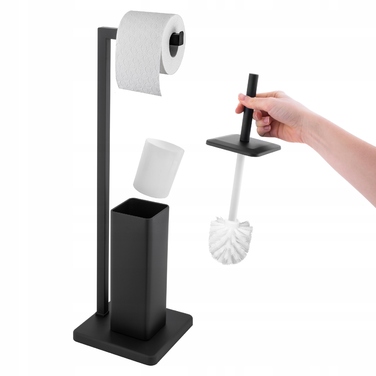 Тримач для туалетного паперу з підставкою для йоржика, чорний лофт, YOKA