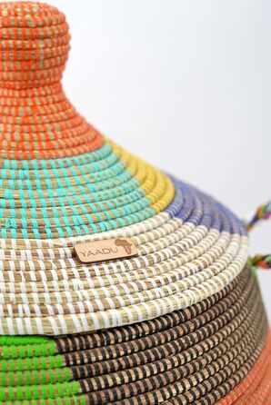 YAADU Laundry Basket with Lid 100L - XXL Laundry Collector, Large Laundry Basket, Laundry Container, Laundry Bin, Basket with Lid, Laundry Boxes, African Basket, Ubuntu Model (Colorful)