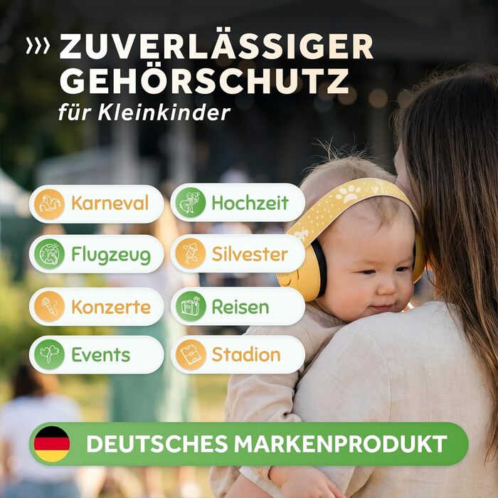 Schallwerk Mini+ (Dusty) - Навушники-захисники для малюків (жовті) - Шумоізоляційні навушники для дітей преміум-якості