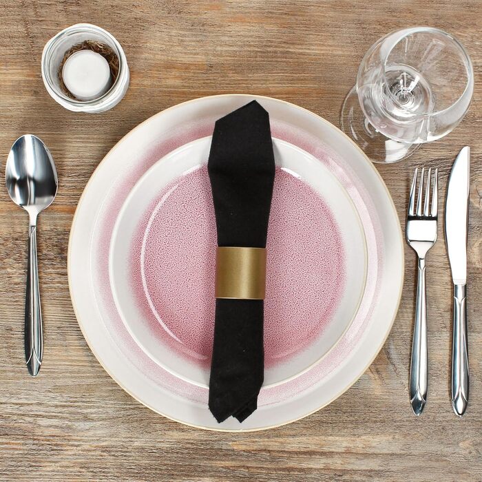 MamboCat Tafelservice Paris: 12 предметів, кремово-рожевий, керамічний посуд для 6 осіб (6 тарілок суп 400мл + 6 тарілок для їжі)