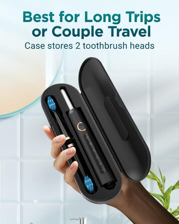 Електрична зубна щітка Sonico з 8 насадок, 5 режимів, чорна. Для подорожей.