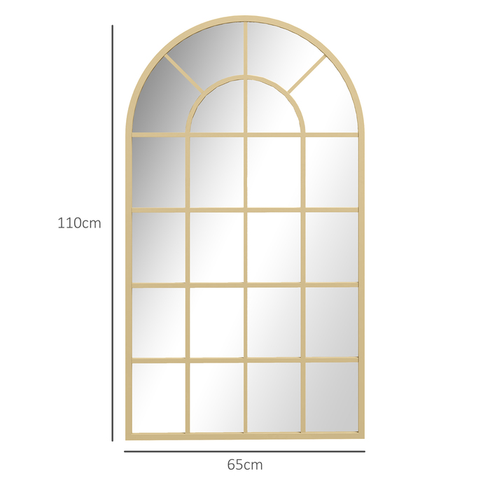 HOMCOM Wall Mirror, Wardrobe Mirror, 110 x 62cm Decorative Hanging Mirror with Metal Frame for Bedroom & Living Room in Gold