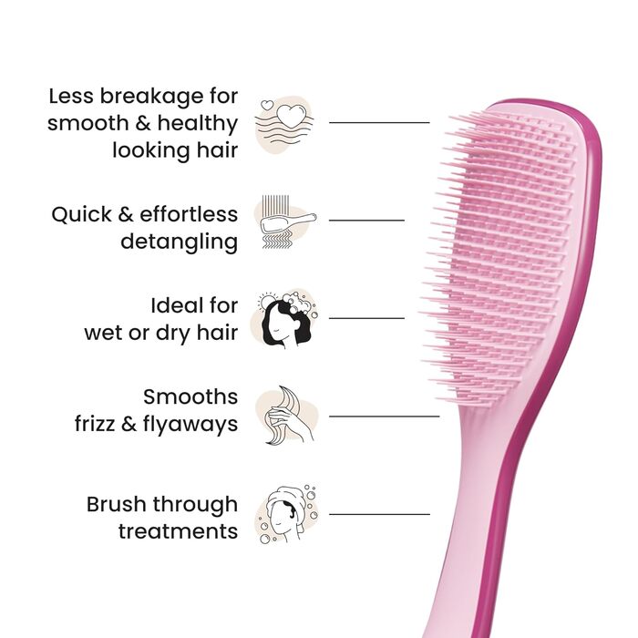 Тангл Тізер Ultimate Detangler – Щітка для волосся для мокрого та сухого волосся. Розплутування, всі типи волосся, зменшення пошкоджень, видалення ковтунів. Червона малина