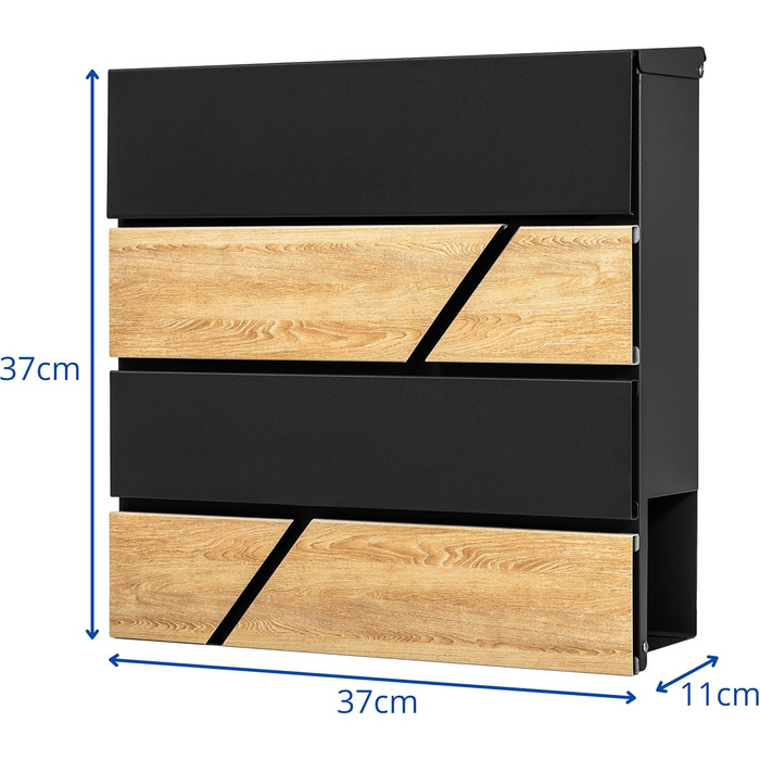 Поштова скринька Verda з газетницею, антрацит RAL 7016, срібло, 37x37x11 см, 2 ключі, монтажний комплект. Дизайнерська настінна поштова скринька