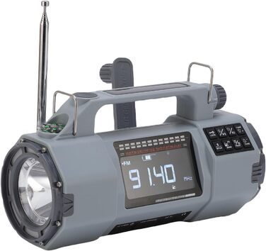 Сонячний радіоприймач з ручним заводом Cuifati Notofio 5000mAh з AM/FM/SW/VHF/WB NOAA, USB-C, Power Bank, SOS, ліхтарик для кемпінгу та виживання