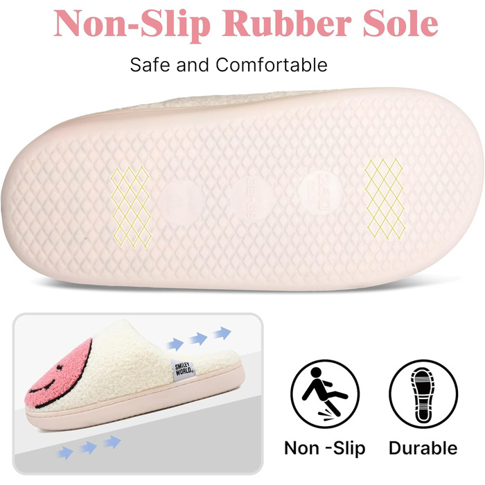 Жіночі домашні тапочки Smilley, чоловічі тапочки з плюшем, Memory Foam, теплі зимові тапочки для дому, рожеві, 36/37 EU