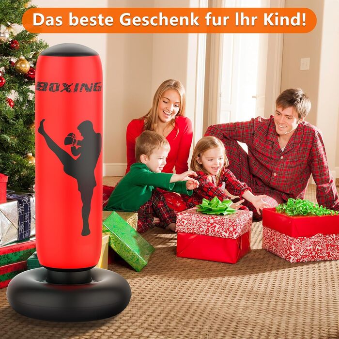 Дитячий боксерський мішок XBEN 170см, надувний, для карате, таеквондо, MMA, червоний