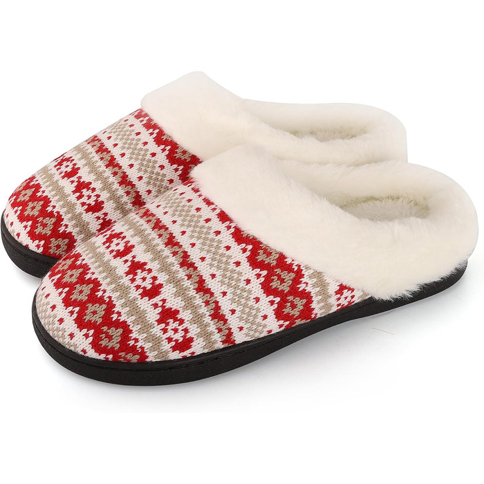 Тапочки жіночі зимові теплі з підкладкою з Memory Foam, плюшеві, м'які, антиковзні (42/43 EU, Червоні)