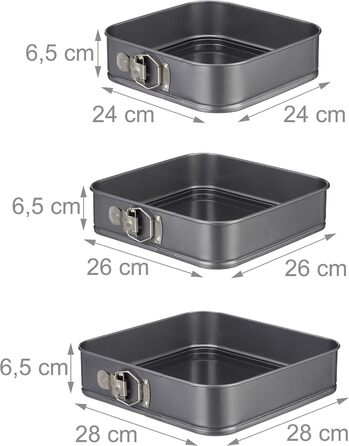 Набір для випічки Relaxdays, 7 предметів, круглі та квадратні форми, 18-28 см, сталь з антипригарним покриттям