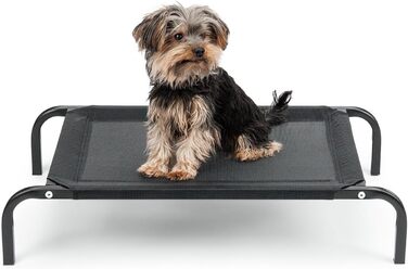 Лежанка для собак Lionto Outdoor - піднята, стабільна, 75x47 см, чорна. Зручна та з хорошою циркуляцією повітря, знімний мережевий чохол, міцний металевий каркас.