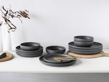 Набір посуду CreaTable Serie Uno Volcano 12 предметів, кераміка, Португалія - темний вулканічний