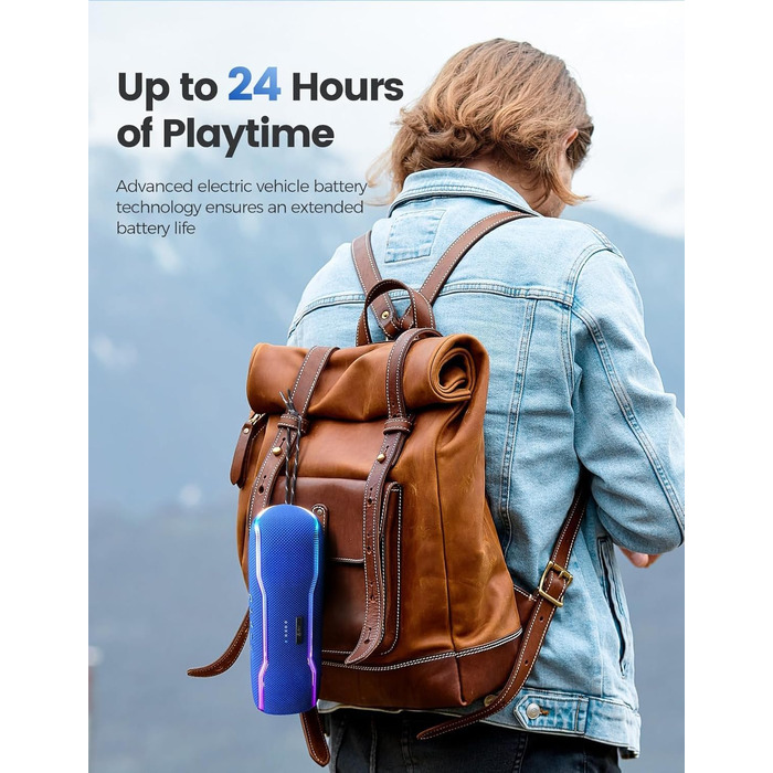 Bluetooth колонка AY портативна водонепроникна IPX7 з підсвіткою, мікрофоном, стереопаруванням та акумулятором 24 год (Синя)
