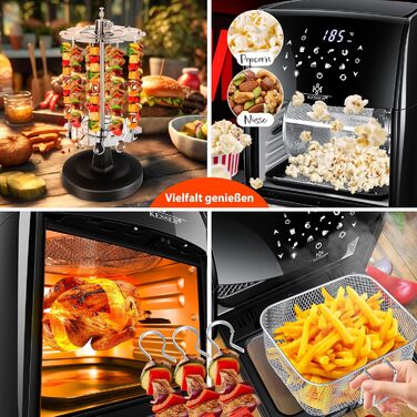 Фритюрниця KESSER® XXL Airfryer 9в1 з грилем, дегідратором та аксесуарами | 1800 Вт, чорний