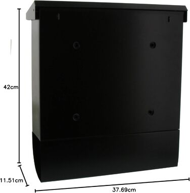 Поштова скринька Burg Wächter Vario ANT з газетницею та табличкою для імені, оцинкована сталь, формат DIN C4, 2 ключі, чорна (RAL 7016)