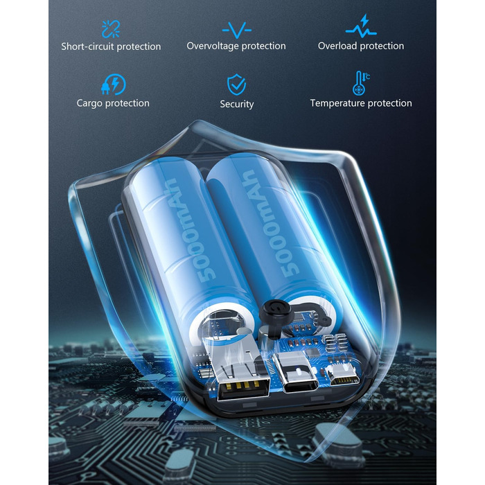 Powerbank 10000mAh Mini: Компактний зовнішній акумулятор для зарядки телефону. Micro USB + USB-C