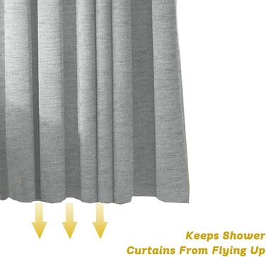 Штора для душу YISURE без гачків, льон вигляд, водонепроникна, 120x200 см, сіра. Текстильна штора для ванної кімнати, машинне прання