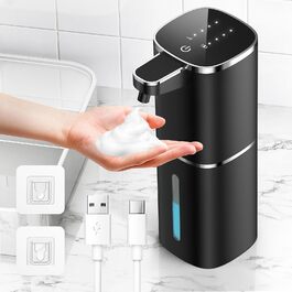 Автоматичний дозатор для мила сенсорний настінний електричний 400 мл USB зарядка, водонепроникний IPX5 для кухні, ванної, школи, готелю (чорна піна)
