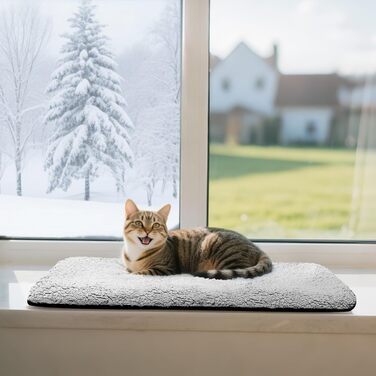 Килимок-ліжко для котів Pet Prime на підвіконня, 90 x 28 см, сірий, з 2 чохлами, теплий та прохолодний, машинне прання