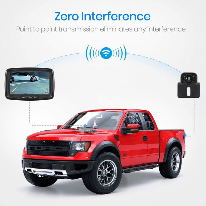 AUTO-VOX Цифрова бездротова камера заднього виду CS2 з 4,3'' LCD монітором, IP68, нічне бачення, внутрішня антена, легке встановлення