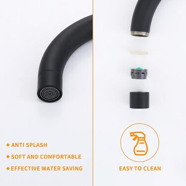 Кран кухонний HOMELODY чорного кольору, 360° поворотний, з високим виливом, з нержавіючої сталі, одноlever, G3/8 з'єднання