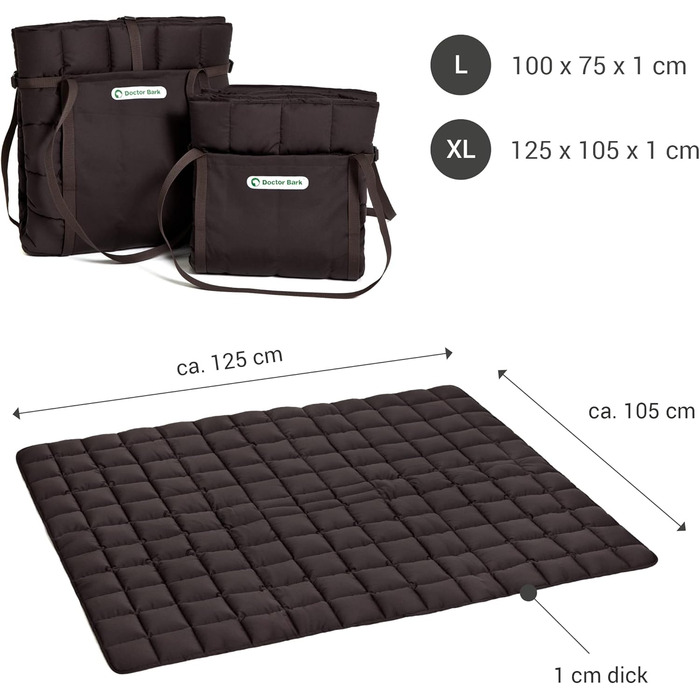 Чохол для собаки та власника Doctor Bark: практичний дорожній килимок, підходить для алергіків, прання при 95°C, розміри (X-Large, Коричневий)