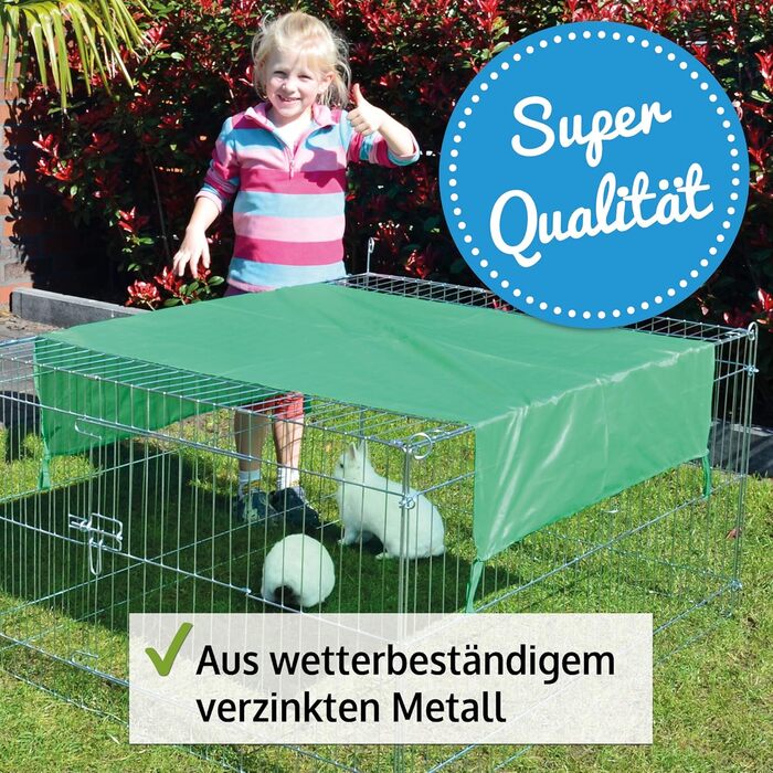 Вольєр для дрібних тварин ZooPrinZ: водовідштовхувальне покриття, дах, захист від сонця, стабільний метал, компактно складався, 3 розміри (S)