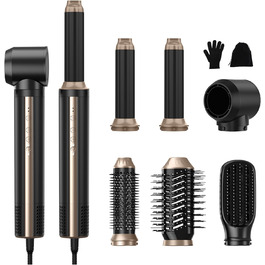 Airstyler Pro 6 в 1: Фен-щітка, плойка, випрямляч. 1400W, іонізація, 110000 об/хв. Для всіх типів волосся. Чорне золото