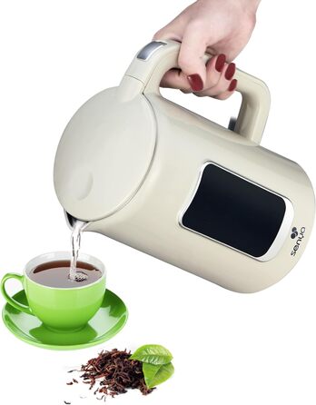 Електричний чайник SENYA 1.7 л з цифровим дисплеєм, 5 температурних програм, підтриманням тепла, 360° та ергономічною ручкою, кремовий