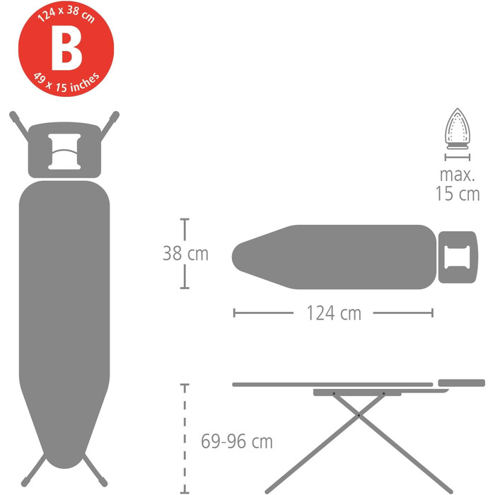 Покриття для прасувальної дошки Brabantia Jeansschwarz, розмір B (124 x 38 см)