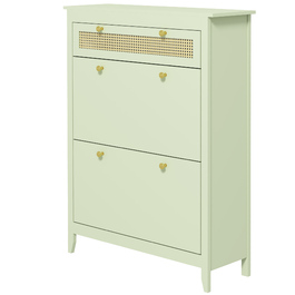 HOMCOM Shoe Cabinet with 2 Flap Shoe Stackers, Shoe Shelf, Shoe Chest for 12 Pairs of Shoes, Shoe Storage for Entryway, Hallway 88 x 30 x 120 cm, Green | Aosom
