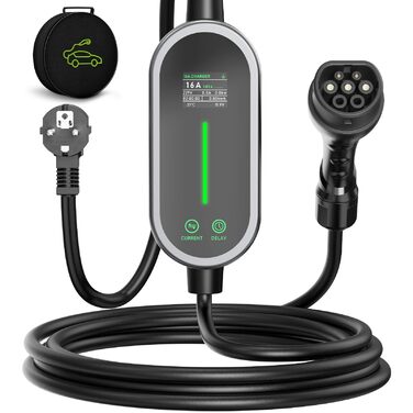 Кабель для зарядки електромобіля Type 2, 3.6 кВт, 8 м, 6-16A, 1 фаза, з цифровим дисплеєм, IP65, для EV/PHEV