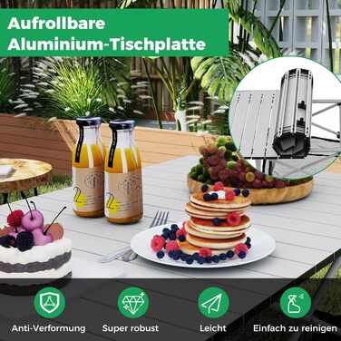 Складний кемпінговий стіл COSTWAY 119x55 см з алюмінієвою стільницею та сітчастою корзиною, до 100 кг, з сумкою для перенесення - для кемпінгу, саду (Срібний)