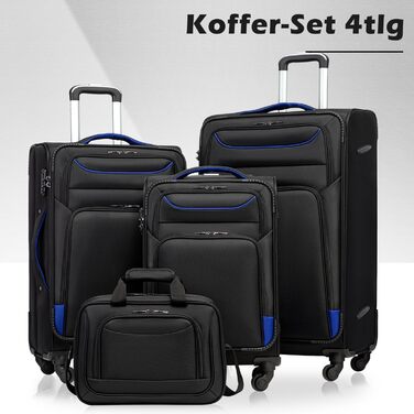 Валіза COOLIFE: набір з 4 шт. з тканини, з TSA-замком, ручною, з великою сумкою на плечі