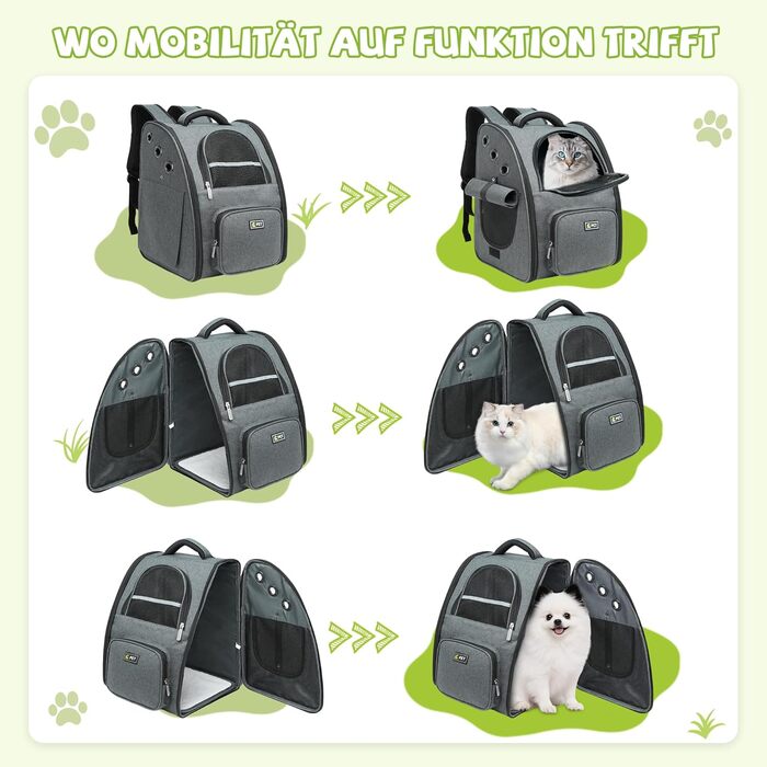 Рюкзак для собак та котів ALLSOPETS - дихаючий, складний, з фіксатором, для подорожей та прогулянок (темно-сірий)