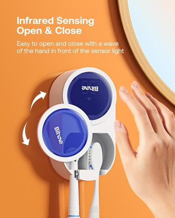 Toothbrush Cleaner, Cleaning and Air Drying, LED Smart Screen, Rechargeable Wall Mount, White