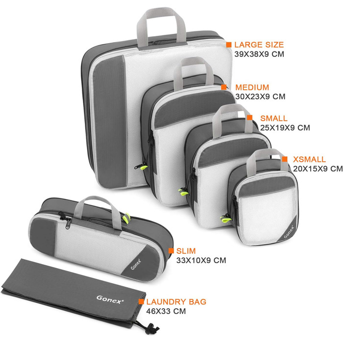 Органайзери для валізи Gonex (6 шт.) - набір кубиків для пакування, зелені