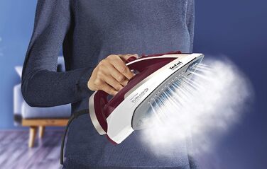 Праска Tefal Ultragliss Plus FV6810, 2800 Вт, паровий удар 250 г/хв, постійна подача пари 50 г/хв, стійка до подряпин підошва, режим Eco, червоно-біла