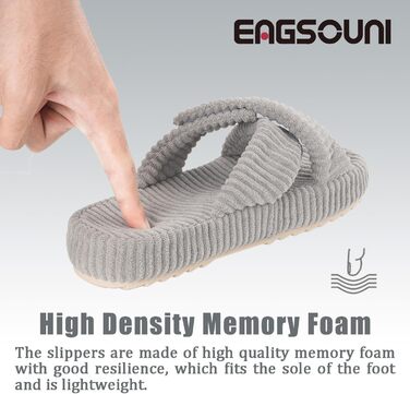 Жіночі домашні тапочки з Memory Foam, сірі. Зручні тапочки з перехресними ремінцями для дому та сну. Антиковзаюча підошва, розмір 37/38 EU