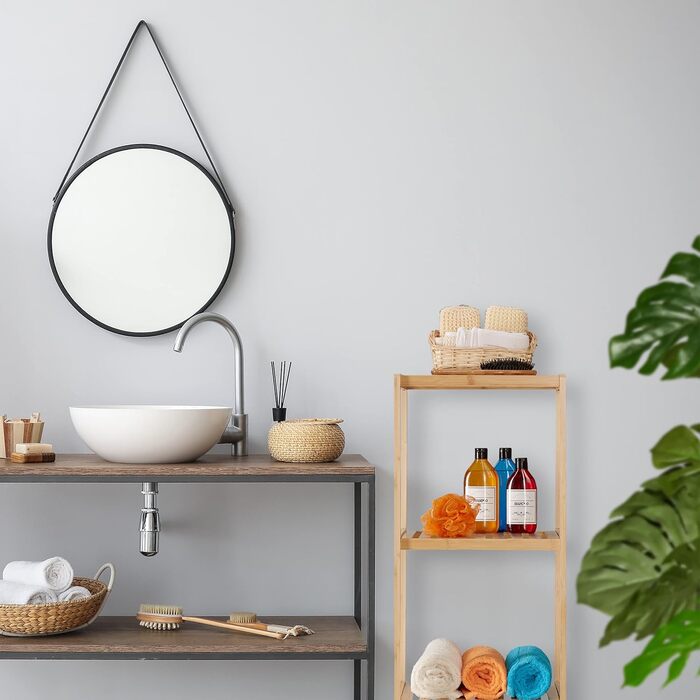 Relaxdays Bamboo Bathroom & Kitchen Shelf, HBT: 162 x 38 x 39.5 cm, Freestanding Shelf with 4 Shelves, Natural